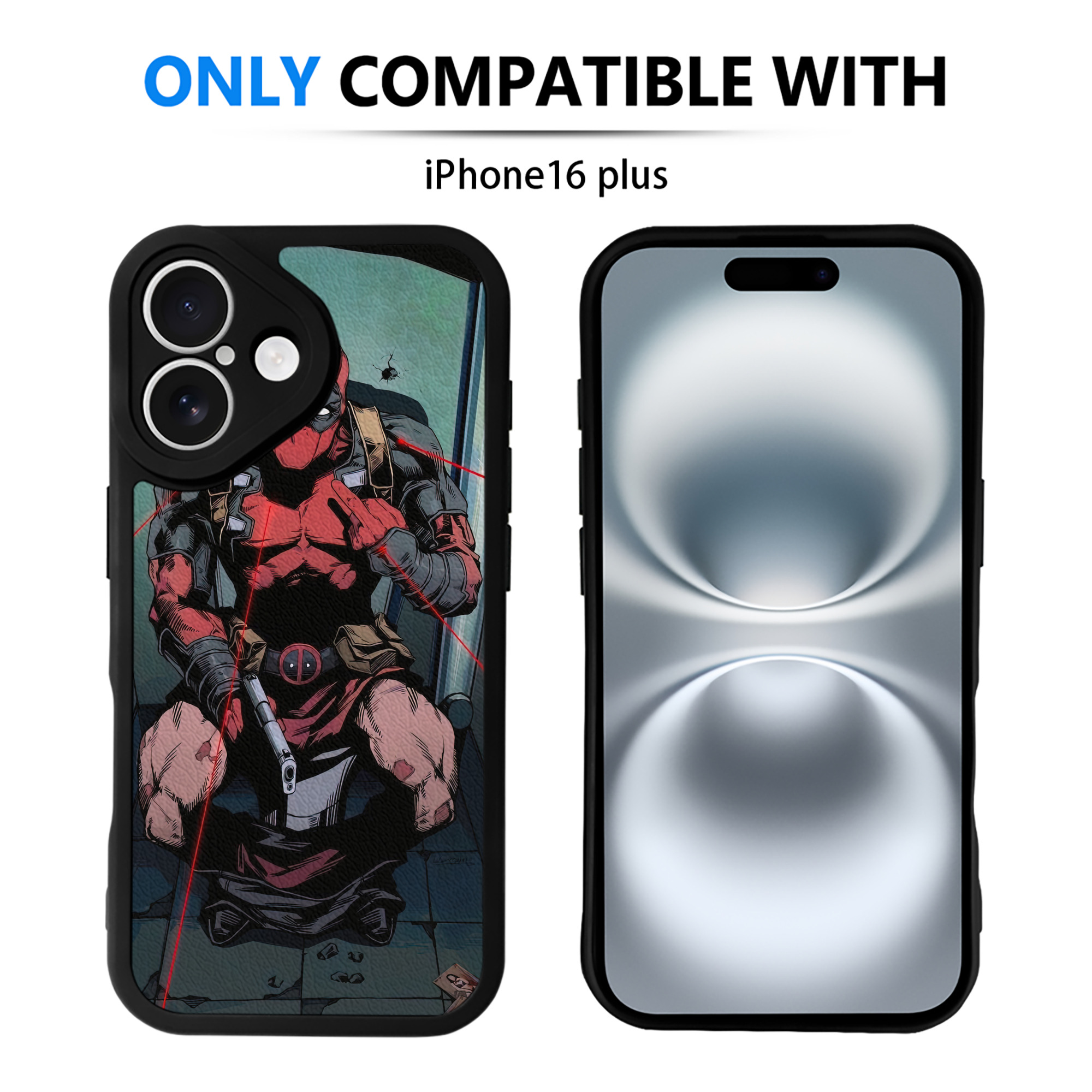 （画像用） Deadpool デッドプール 【iPhone 16シリーズ対応】シリコンスマホケース（レザー調） 材質：シリコン